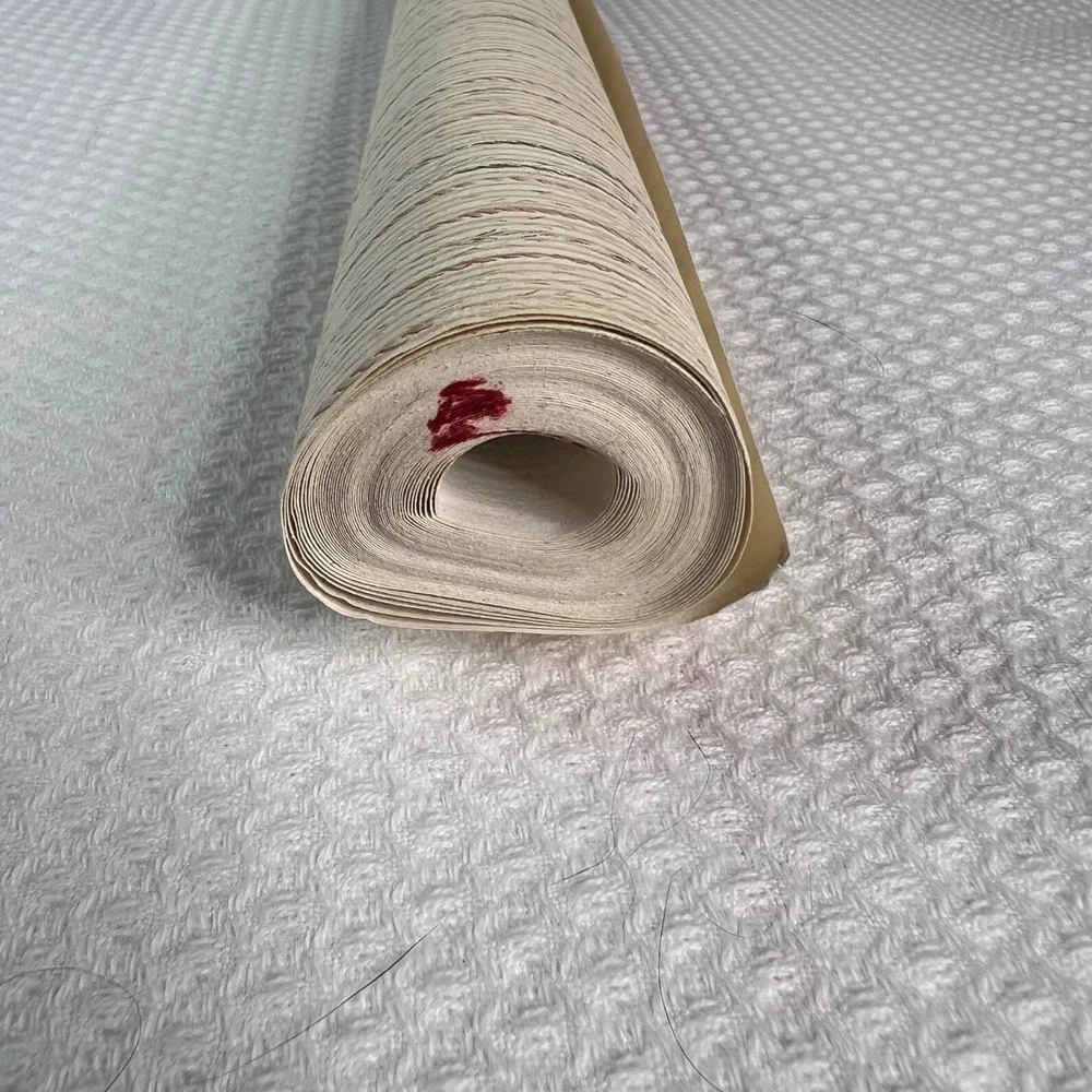 Vintage Pinstripe Textured Wallpaper Roll Cream Brown Made in USA 20.5
